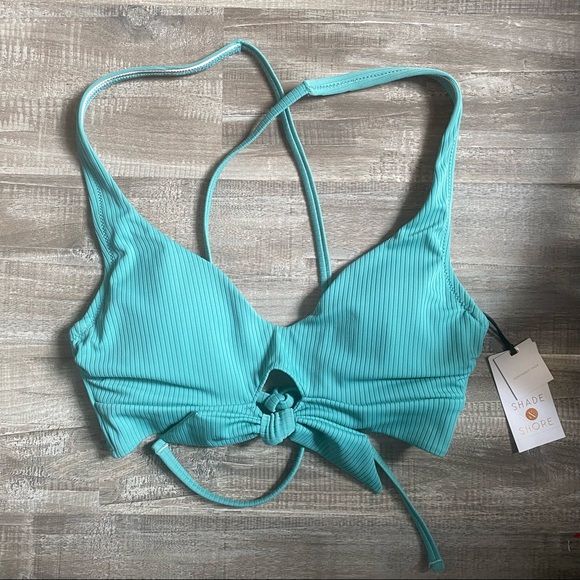Shade and Shore Ribbed Peephole knot Bikini Top Size 32B NEW - Picture 2 of 5